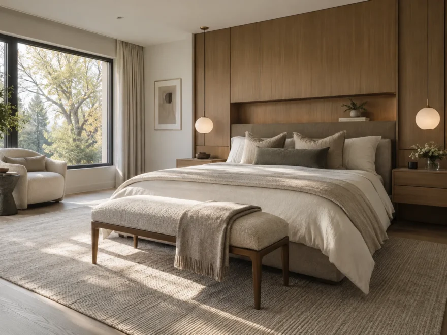Bedroom with Walnut Millwork