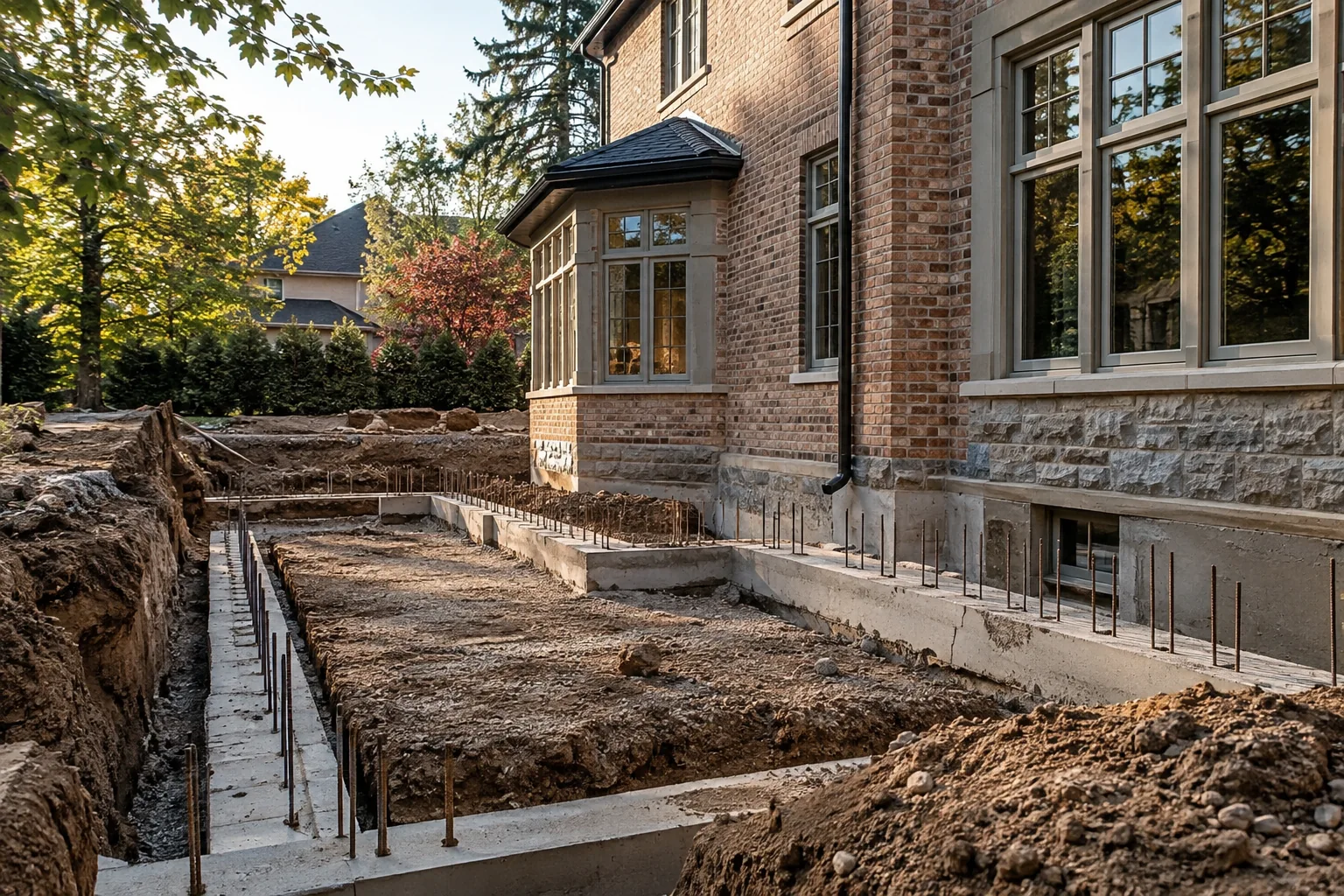 New Foundation Beside Existing Brick Home