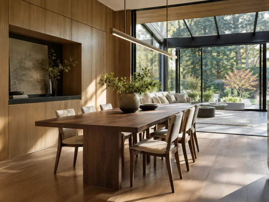 Dining Area Beside Garden Glazing