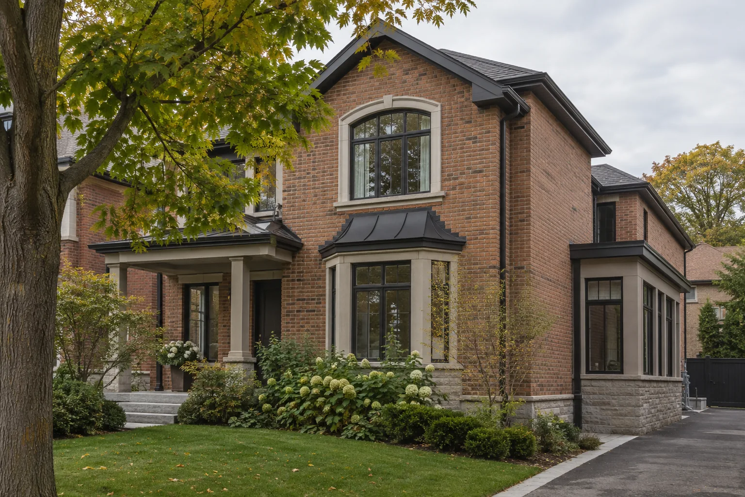 Brick Home with Integrated Side Wing