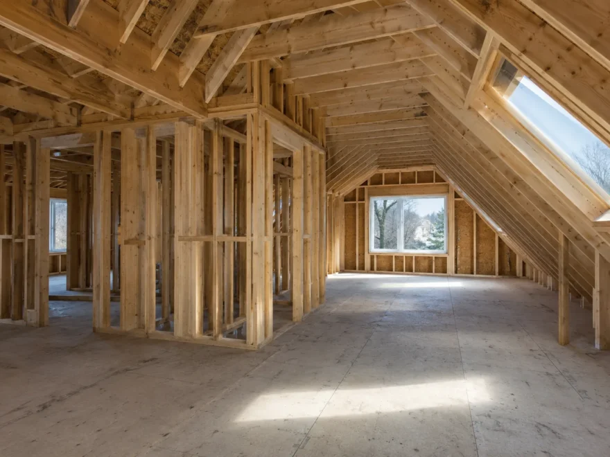 Timber Framing Beneath New Roof