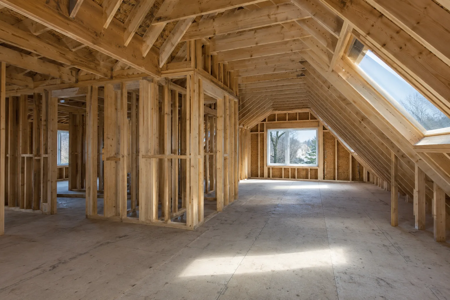 Timber Framing Beneath New Roof