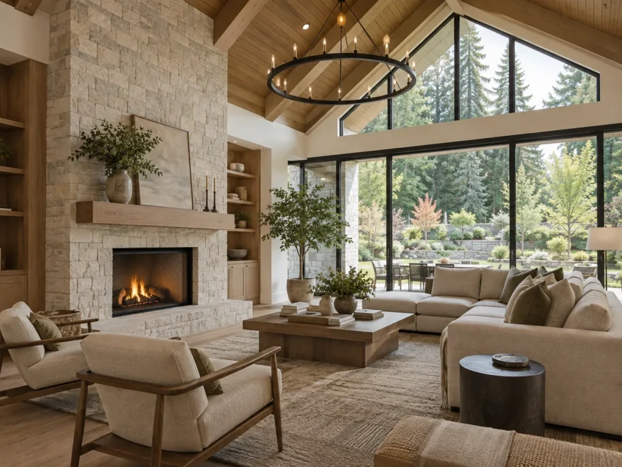 Great Room with Stone Fireplace