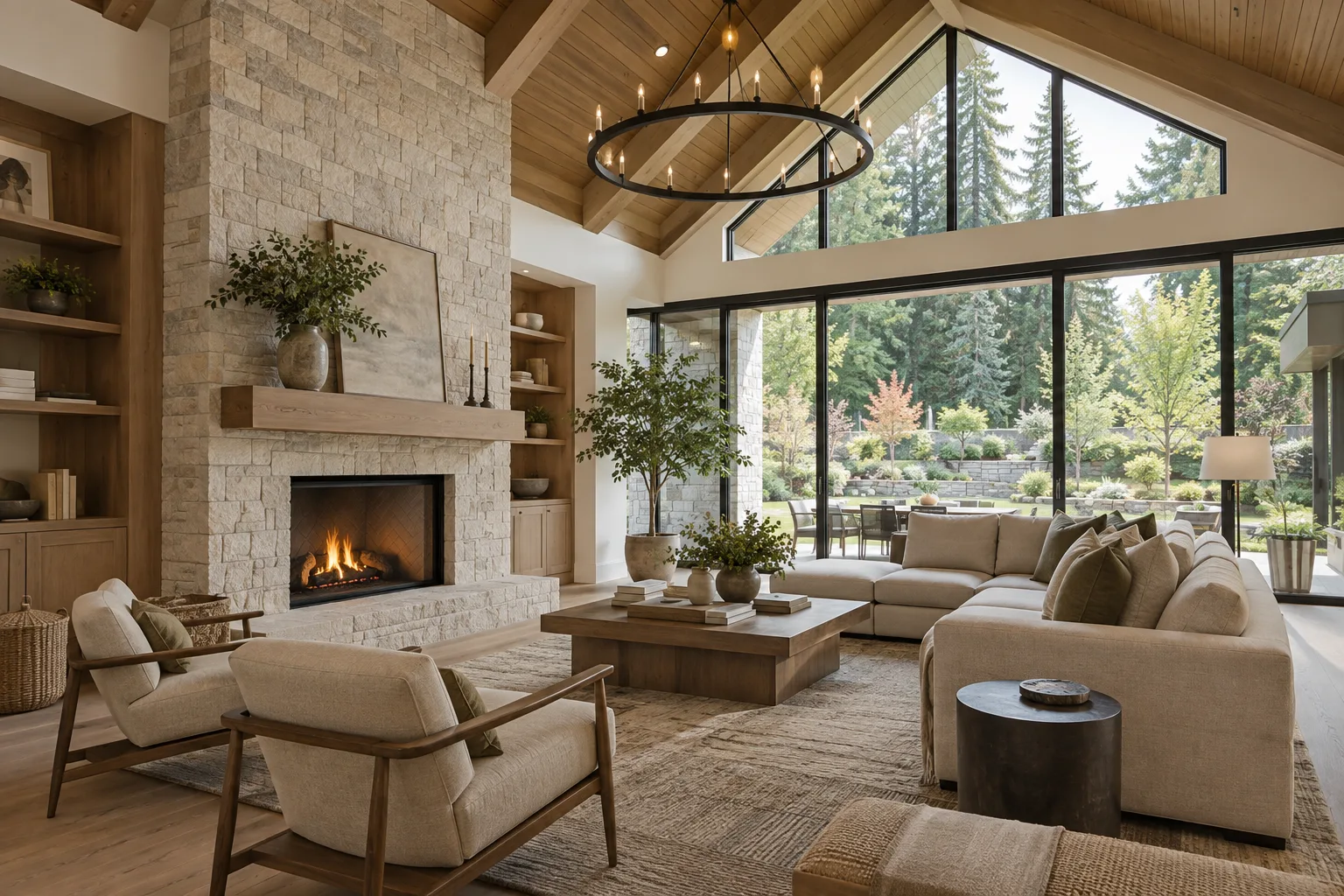 Great Room with Stone Fireplace