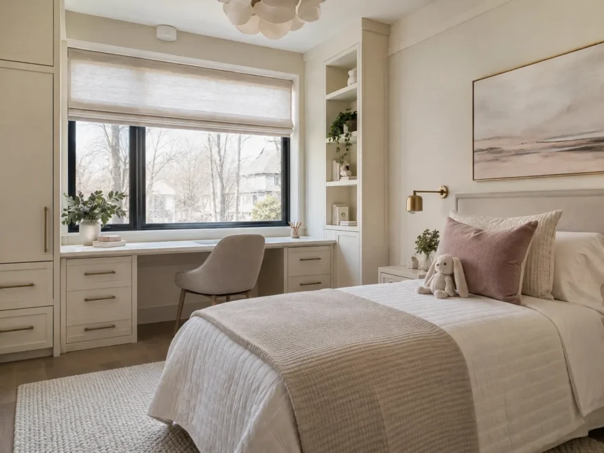 Guest Bedroom with Built-In Desk