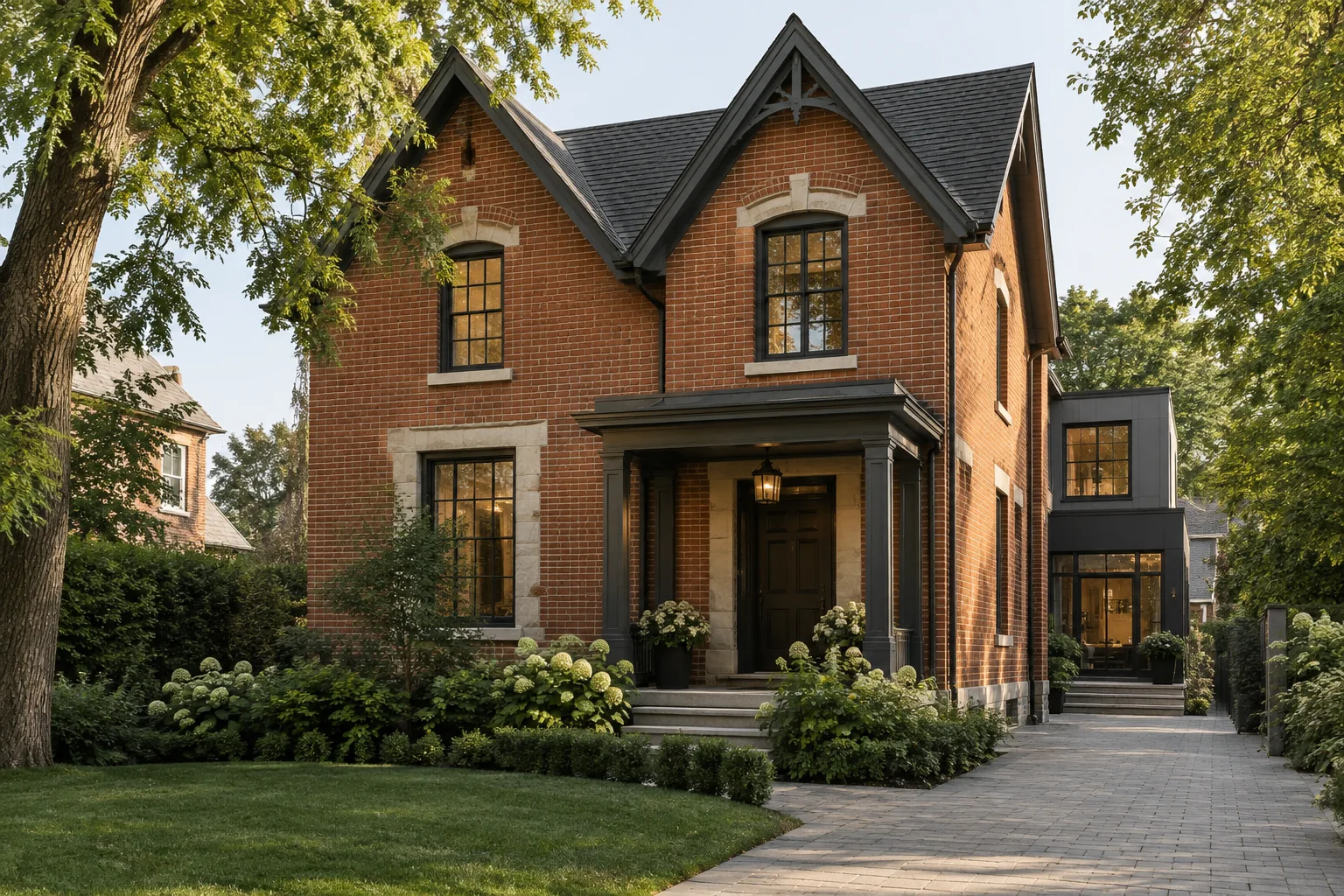 Traditional Brick House with Side Wing