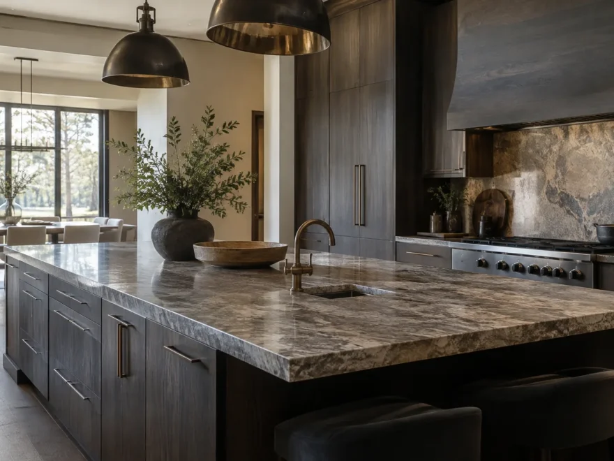 Kitchen Prep Area with Stone Counters