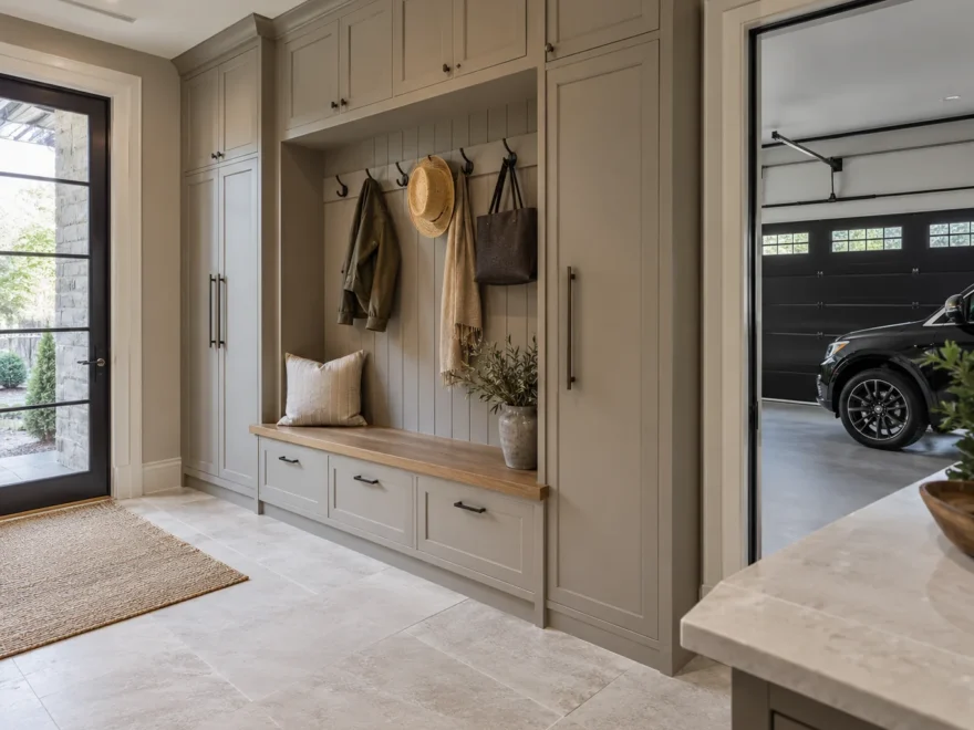 Garage Entry with Built-In Storage