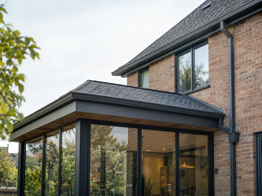 Brick and Glazed Extension at Roofline