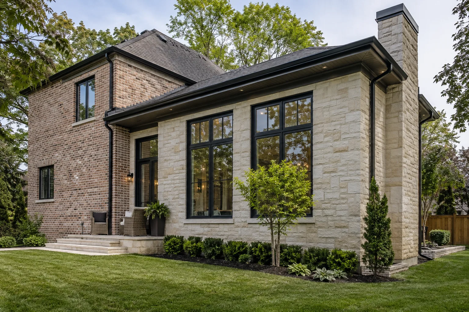 Stone Side Wing with Matching Roof