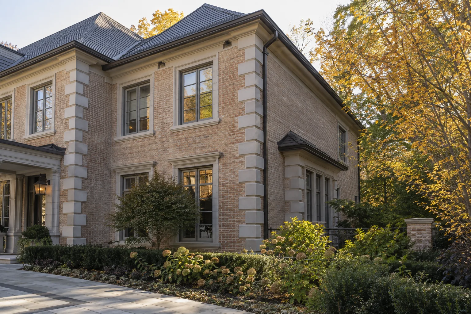 Limestone and Brick Side Addition