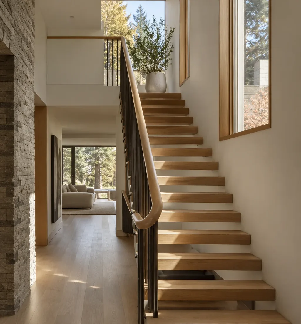 Oak Staircase with Garden Light