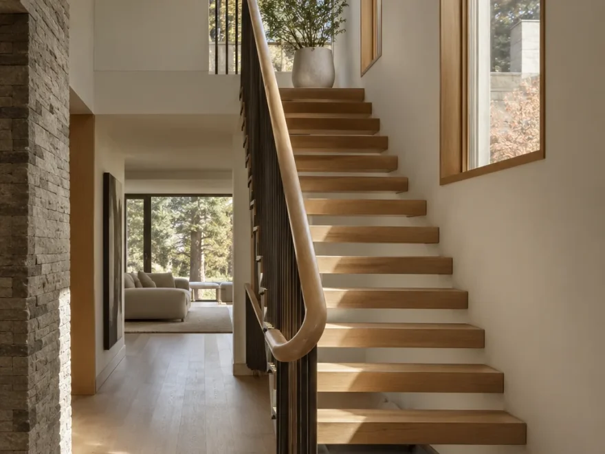 Oak Staircase with Garden Light