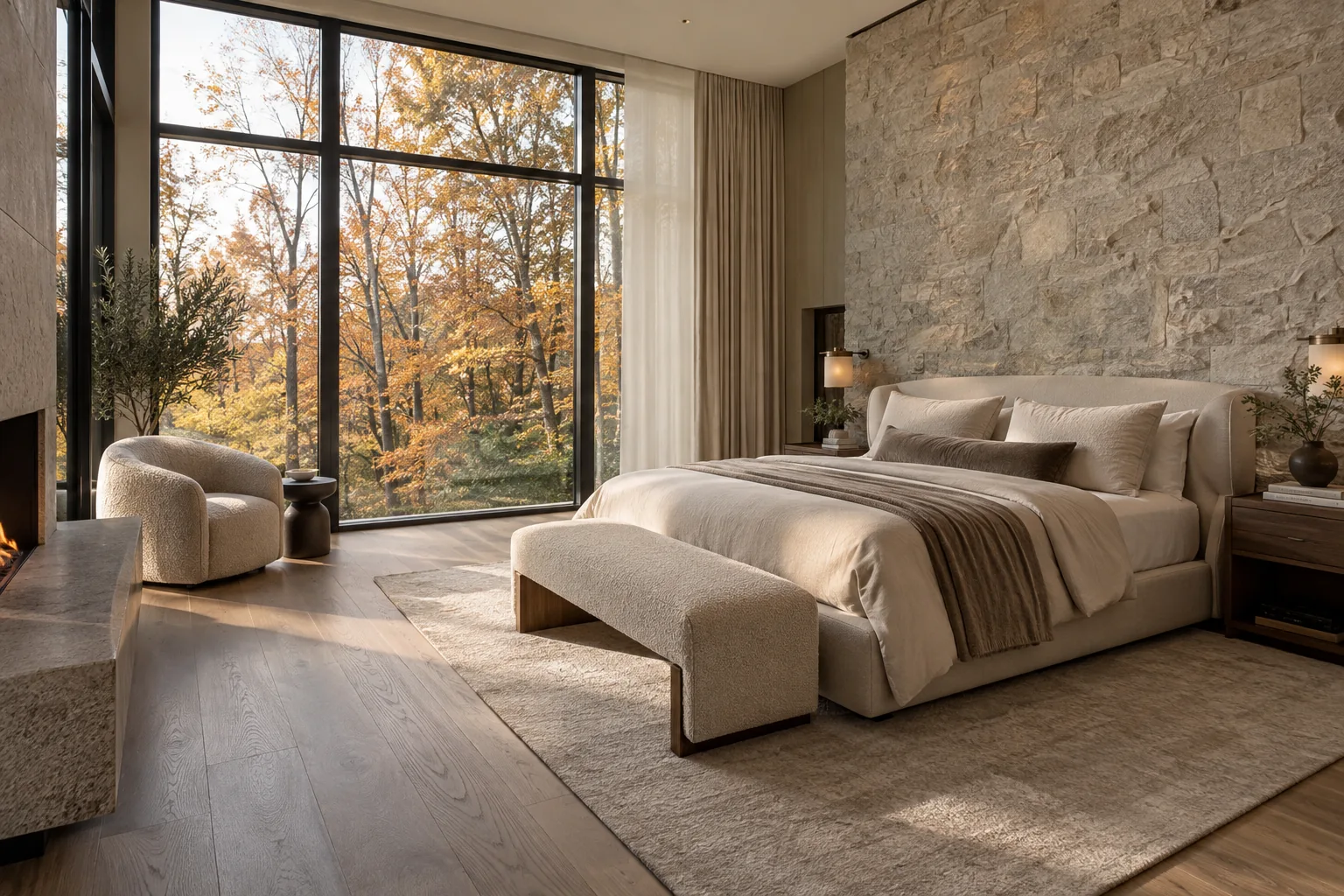 Bedroom with Garden-Facing Windows